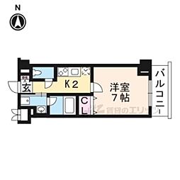 アスヴェル京都東寺前2 1Kの間取図画像
