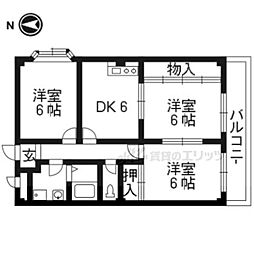 パレ・アンソレイエ 3DKの間取図画像