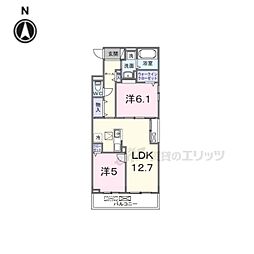 グランウエスト・J 2LDKの間取図画像