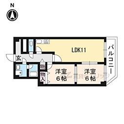 グレースコート洛 2LDKの間取図画像