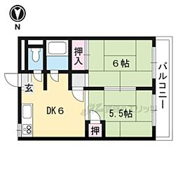 メゾン野溝 2DKの間取図画像