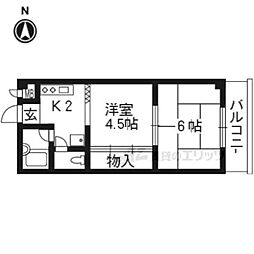 M'プラザ大住弐番館 2Kの間取図画像
