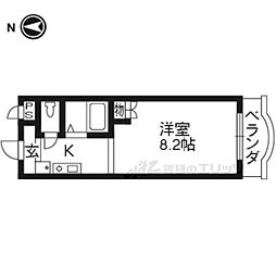 リュミエ京田辺 1Kの間取図画像