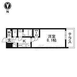 エスリード京都梅小路 1Kの間取図画像