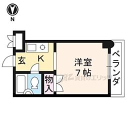 ヴィルベール桂 1Kの間取図画像