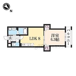 エリディア京田辺 1LDKの間取図画像