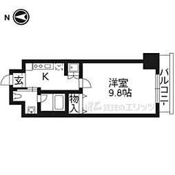クリスタルグランツ京都高辻 1Kの間取図画像