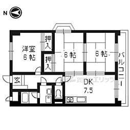 第弐藤栄ハイツ 3DKの間取図画像
