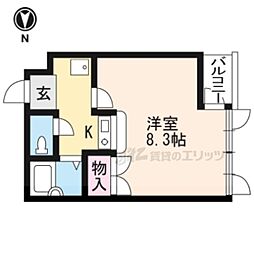 アネシス東洞院 1Kの間取図画像