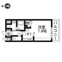 ベラジオ四条大宮2 1Kの間取図画像