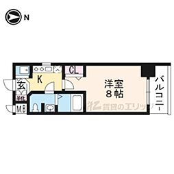 アクアプレイス京都洛南 1Kの間取図画像