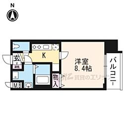 プレサンス京都洛南 1Kの間取図画像