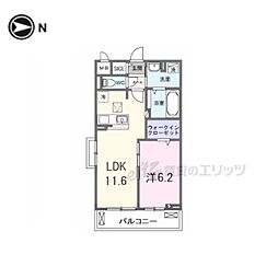ヒカルサ京都伏見小野 1LDKの間取図画像