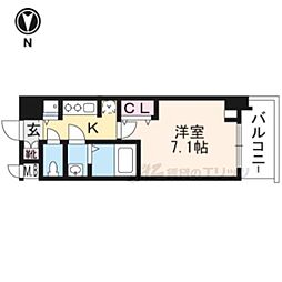 アドバンス京都ソナーレ 1Kの間取図画像