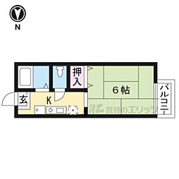 近鉄京都線 伏見駅 徒歩3分の賃貸アパート 2階1Kの間取り