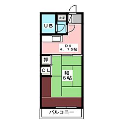 クーフナガノ 7階1Kの間取り