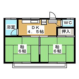 青木ハイツ 2DKの間取図画像