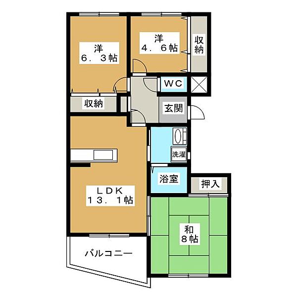 メイデンヘアー・Ａ． 305｜長野県長野市大字栗田(賃貸マンション3LDK・3階・74.80㎡)の写真 その2