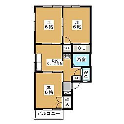 パークシティ高山 1階3DKの間取り