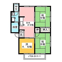 ハイツサンリバー 1階3DKの間取り
