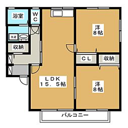 セジュール本堂　Ｃ棟 1階2LDKの間取り
