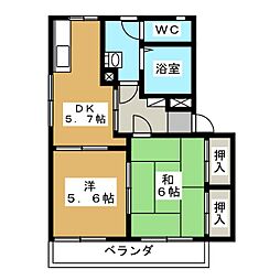 コート岡田屋　Ｄ棟 2階2DKの間取り