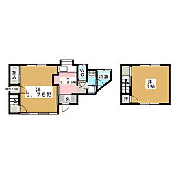 川合新田北村貸家 1階2Kの間取り