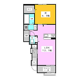 プチ　ボヌール 1階1LDKの間取り