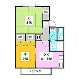 稲田ライブタウンA 2DKの間取図画像