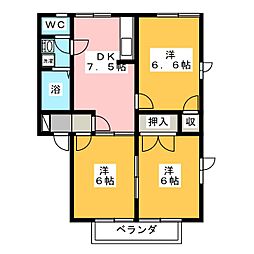 フレグランスこばやし　Ｂ棟 1階3DKの間取り