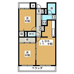 メゾンレーベン 1階2LDKの間取り