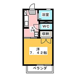 リブ・フレグランス 2階1Kの間取り