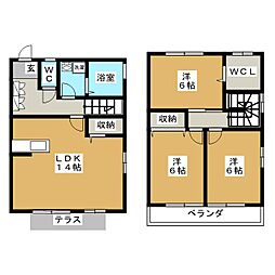 ディアコート金箱　Ａ 1階3LDKの間取り
