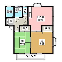 コーポ神田 1階2DKの間取り