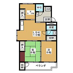 シャンボールみわ 4階3LDKの間取り