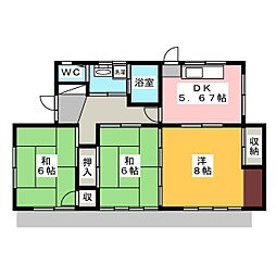 徳間戸建平屋　2号 1階3DKの間取り