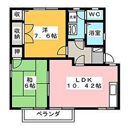 ハイツみやす 1階2LDKの間取り
