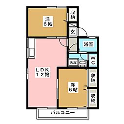 セジュール8たなか　B棟 2階2LDKの間取り