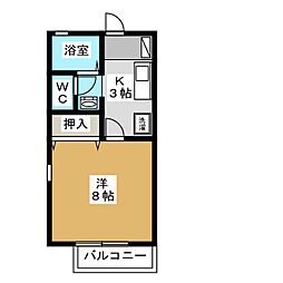 アドバンスエイト 1階1Kの間取り