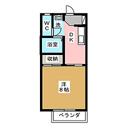 カサ・デ・サチ 2階1Kの間取り