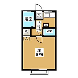 サニーハイツ中町 2階1Kの間取り