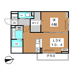 トリシア東口 2階1LDKの間取り