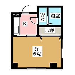 プモリハイツ 3階1Kの間取り