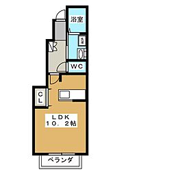 プリムヴェール 1階1Kの間取り