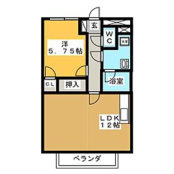 サン・ファーム 2階1LDKの間取り