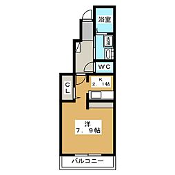 イデアール・ベルデ 1階1Kの間取り