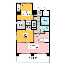 サミット栗田中央 4階2LDKの間取り