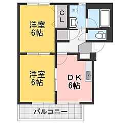 グリーンライフA 2DKの間取図画像