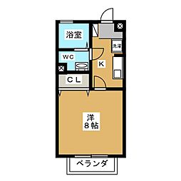 セジュールなつめ 1Kの間取図画像