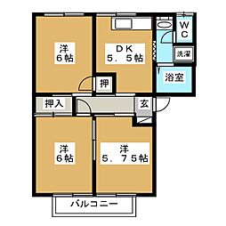 ハイツ・サンリバー 3DKの間取図画像